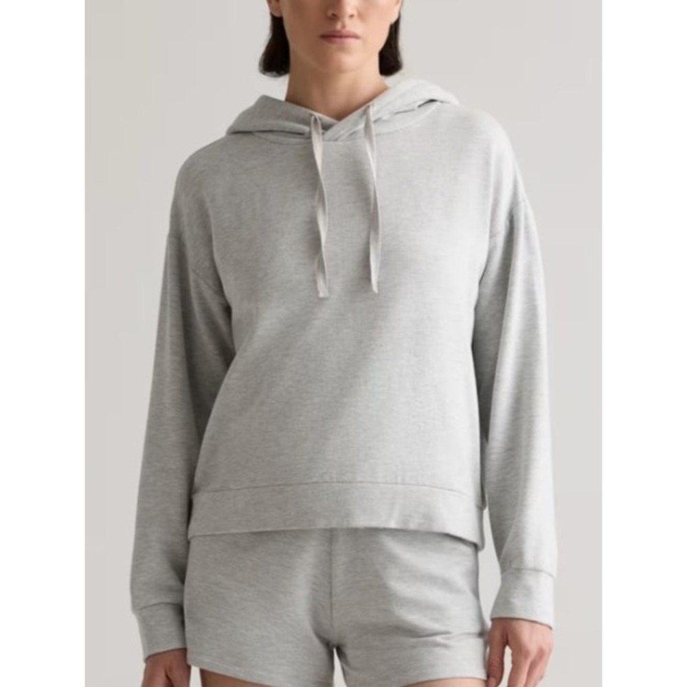 Quince SuperSoft Fleece Pullover Hoodie Y2K gray top Small A011518